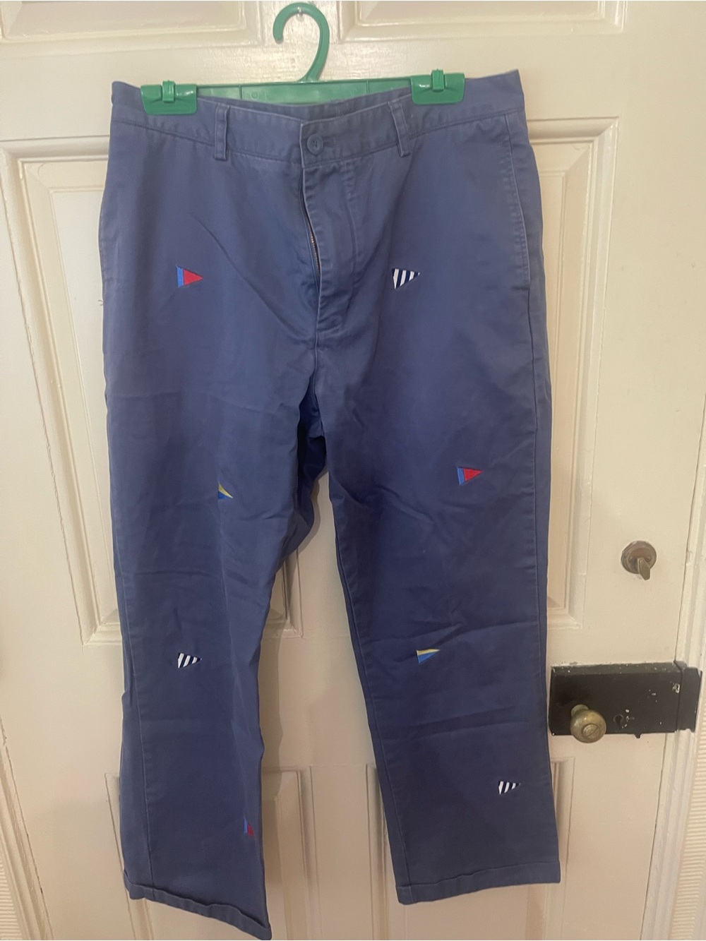 Vineyard Vines Navy Chinos with Multicolor Flag Embroidery